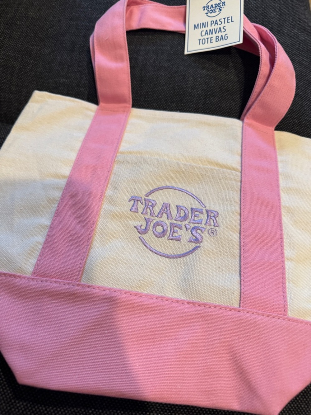 Trader Joe’s Pink & Cream Mini Canvas Tote Bag